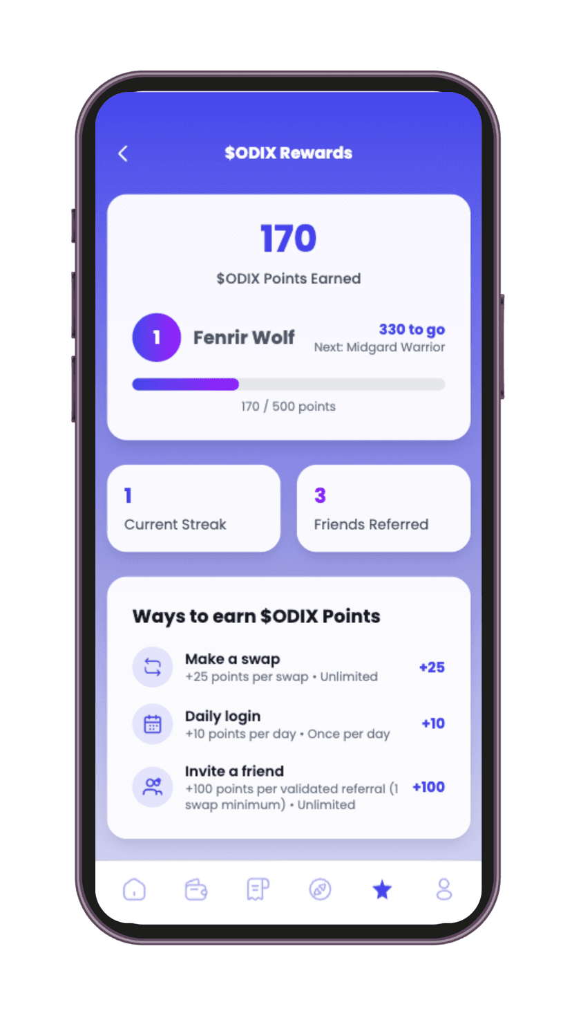 ODIX Rewards Mobile App Screenshot